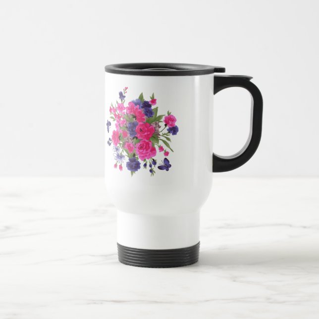 Mug De Voyage Papillons & Fleurs Cadeau de la fête des mères (Droite)