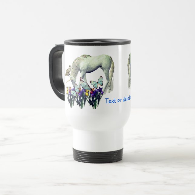 Mug De Voyage Papillons Unicorne blanc Imaginaire personnalisé (Devant gauche)