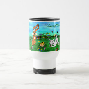 Mug De Voyage Pâques - lapin et poussin de capo de chiot