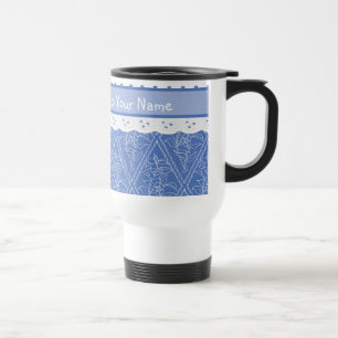 Mug De Voyage Parenouilleurs bleus personnalisés Pois Faux Lace