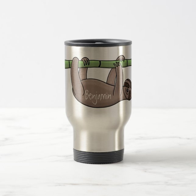 Mug De Voyage Paresse souriante mignon sur dessin animé en bambo (Centre)