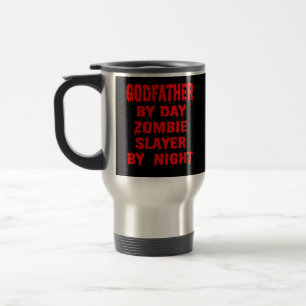 Mug De Voyage Parrain par Jour Zombie Couche par Nuit en Rouge