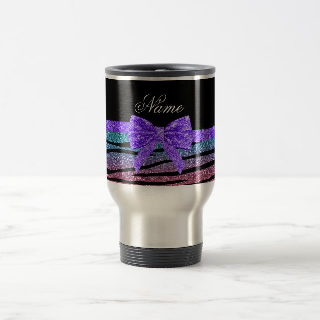 Mug De Voyage parties scintillant arc-en-ciel de nom personnalis (Centre)