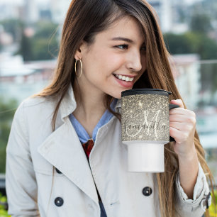 Mug De Voyage Parties scintillant Or moderne étincelles Nom pers