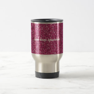 Mug De Voyage Parties scintillant rose avec Citation étincelante