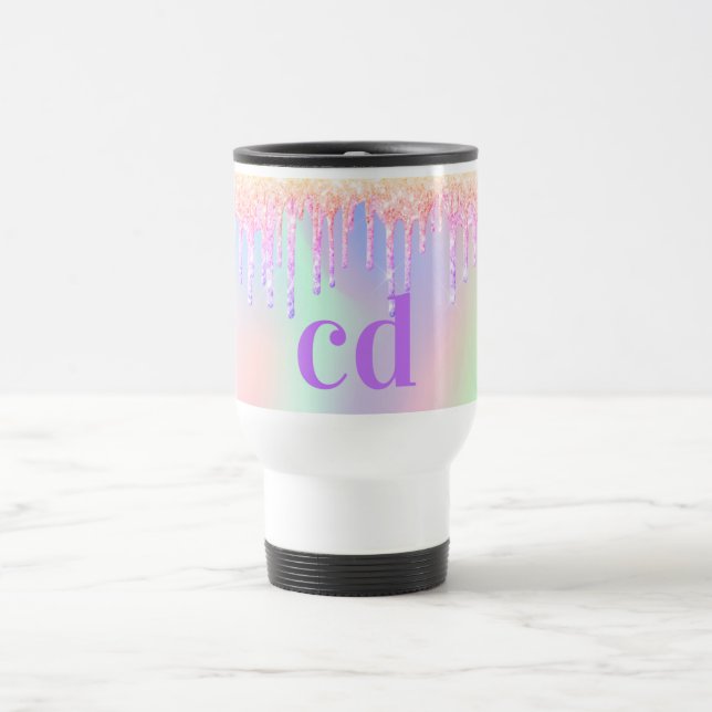 Mug De Voyage Parties scintillant violet rose holographique gout (Centre)