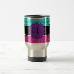 Mug De Voyage Parties scintillantes de rose de chevrons de