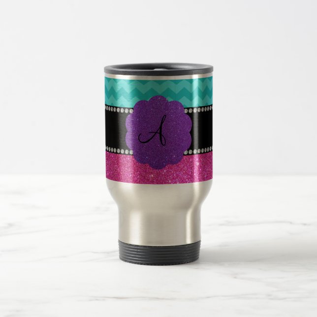 Mug De Voyage Parties scintillantes de rose de chevrons de (Centre)