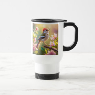 Mug De Voyage Paruline à tête rouge et poitrine tamponnée, oisea