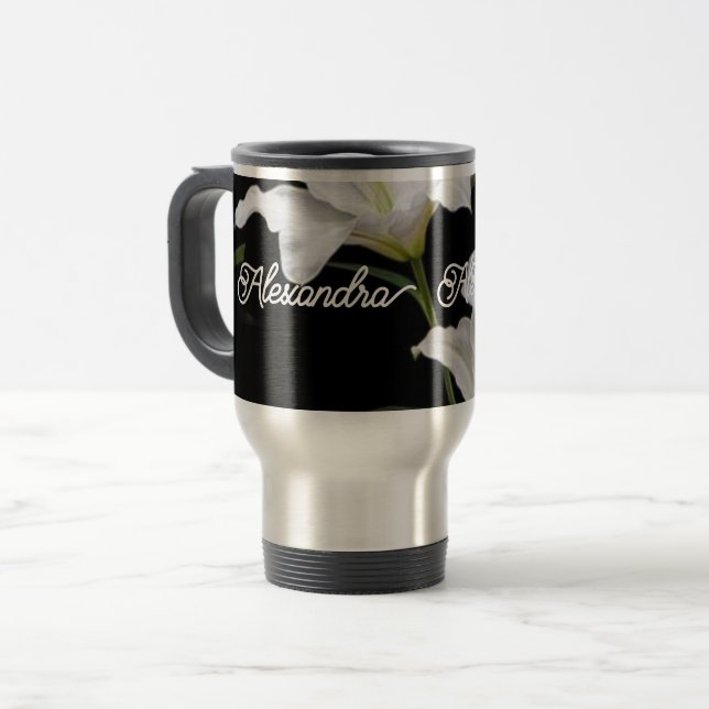 Mug De Voyage Paruline avec poignée, couvercle et paille, inoxyd (Devant gauche)