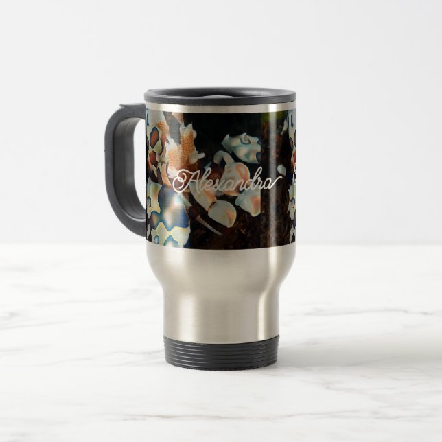Mug De Voyage Paruline personnalisée avec poignée, couvercle et  (Devant gauche)