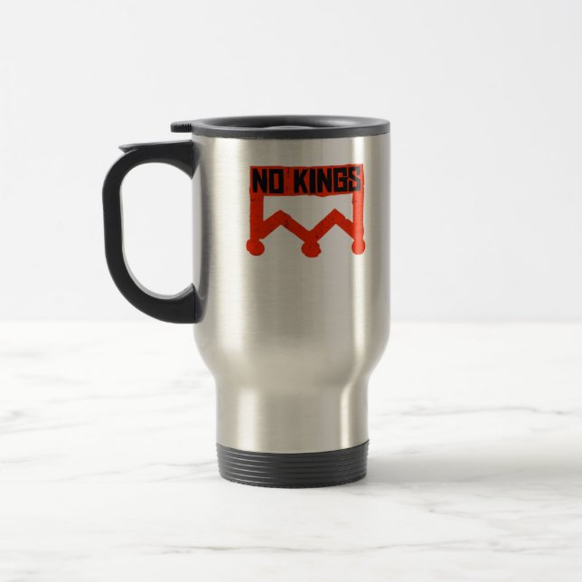 Mug De Voyage Pas de rois Protestation Graphique Couronne Grunge (Gauche)