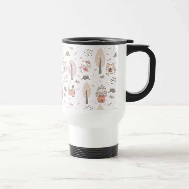 Mug De Voyage Pastel Autumn Cute Cats (Droite)