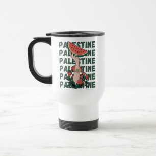 Mug De Voyage pastèque, fleurs et palestine Texte Répéter
