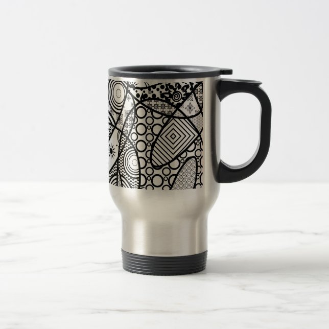 Mug De Voyage Patchwork motif noir et blanc 01 (Droit)