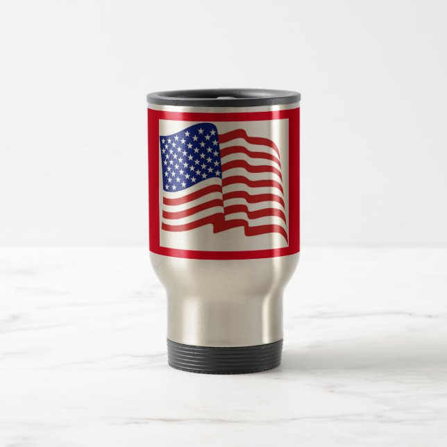 Mug De Voyage Patriotique Voyage / Commuter US Drapeau Design 14 (Centre)