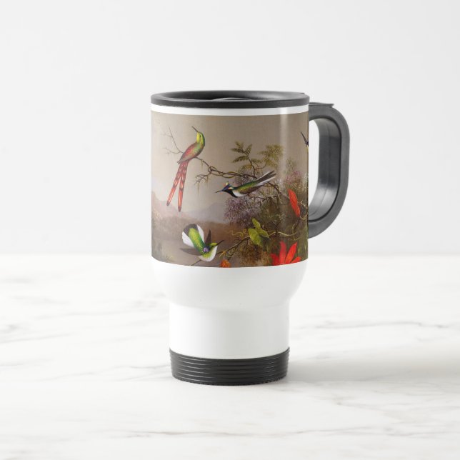 Mug De Voyage Paysage tropical avec dix colibris (Devant droit)