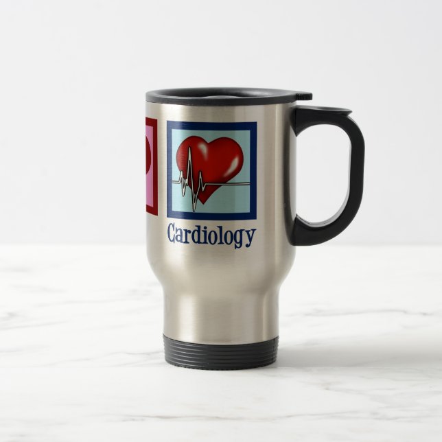 Mug De Voyage Peace Love Cardiologie Chirurgien de coeur Cardiol (Droit)