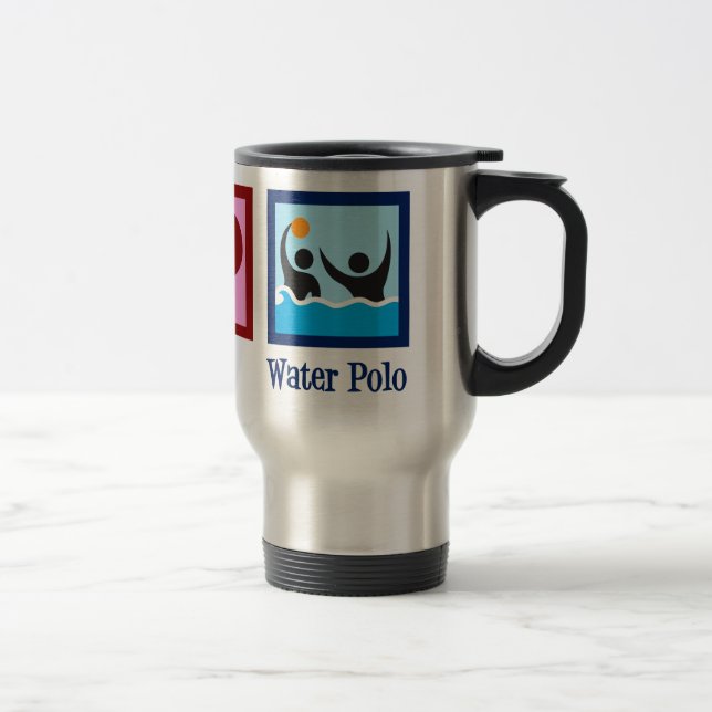 Mug De Voyage Peace Love Water Polo (Droit)