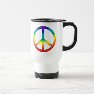 Mug De Voyage Peace Sign à Rainbow colors