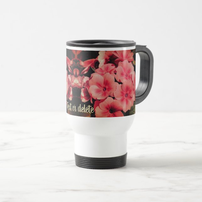 Mug De Voyage Peach Primrose Flower Art Personnalisé (Devant droit)