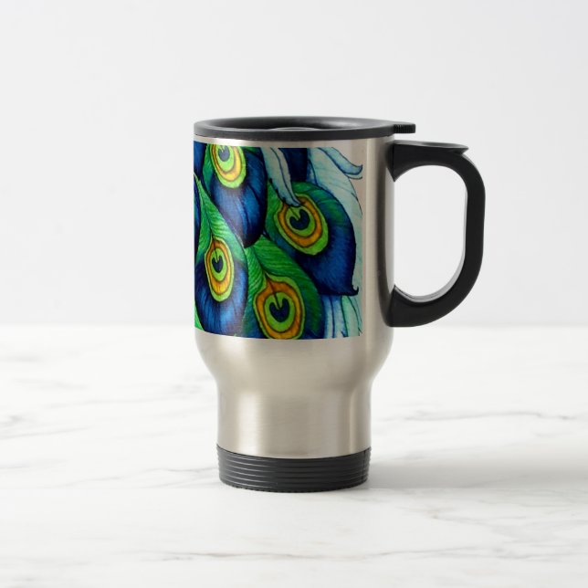 Mug De Voyage Peacock Feathers Design (Droit)