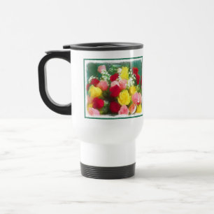 Mug De Voyage Peinture Bouquet Rose - Jolie Art Fleur Originale