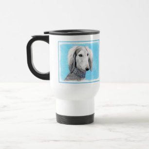 Mug De Voyage Peinture de Saluki (Argent) - Joli art original de