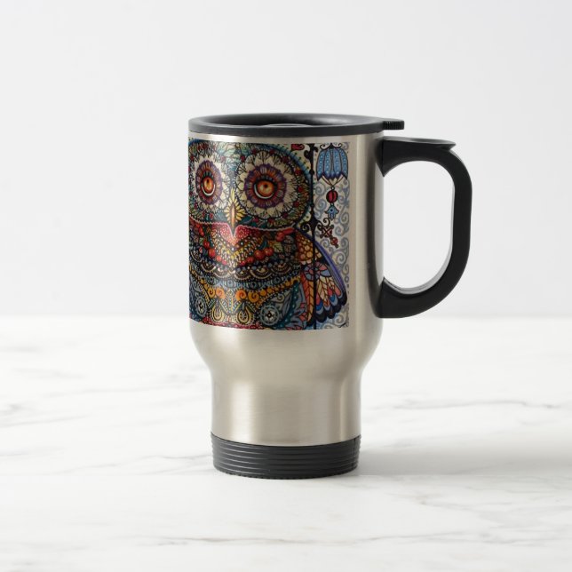 Mug De Voyage Peinture graphique magique de hibou (Droit)