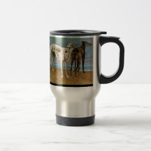 Mug De Voyage Peinture Greyhound - Deux Greyhounds - Art Vintage