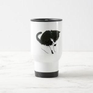 Mug De Voyage Peinture noire et blanche de chat
