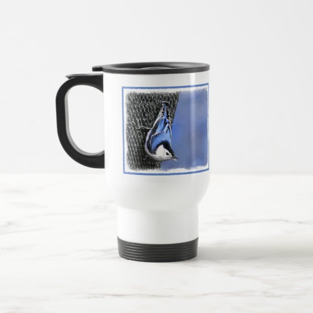 Mug De Voyage Peinture Nuthatch à poitrine blanche Art original (Gauche)