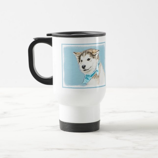 Mug De Voyage Peinture Sibérienne Husky Puppy - Art Chien origin (Gauche)