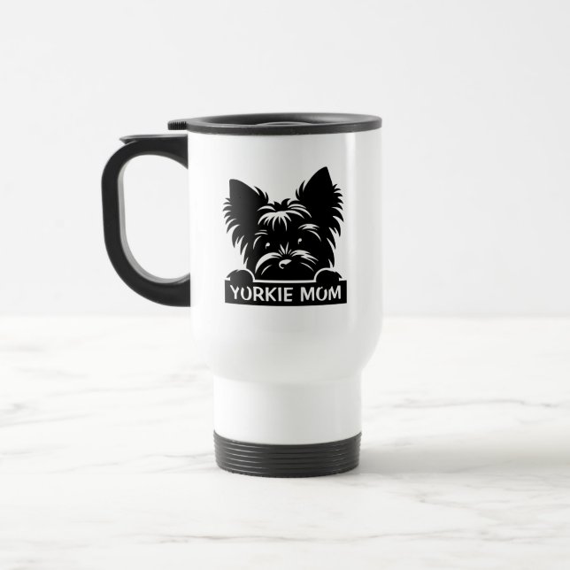 Mug De Voyage Pékin Yorkie Black Silhouette Yorkie Maman (Gauche)