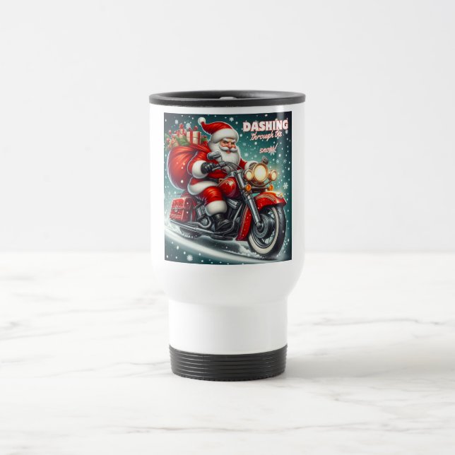 Mug De Voyage Père Noël en moto (Centre)