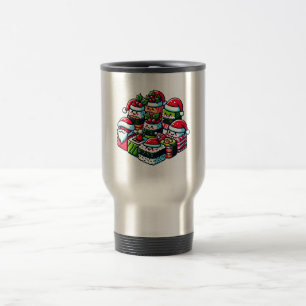 Mug De Voyage Père Noël's Sushi Delight Funny Festin Art de Noël