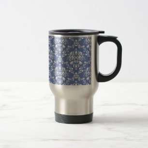 Mug De Voyage Périwinkle bleu et blanc Damas