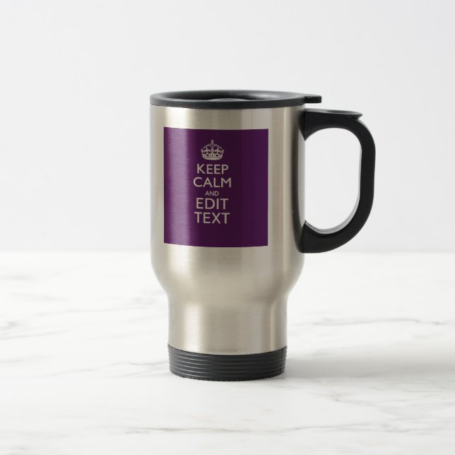 Mug De Voyage Personalisé KEEP CALM Votre texte sur Décor violet (Droit)