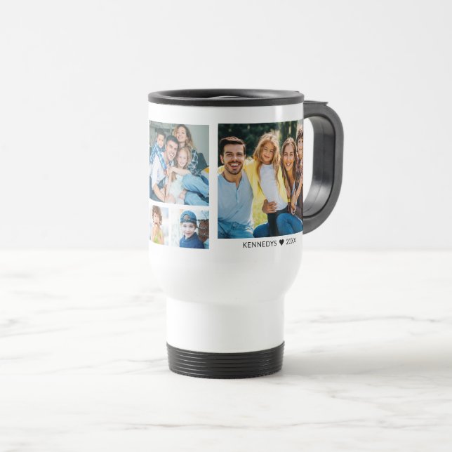 Mug De Voyage Personalized  5 Photo Collage Family Quote White (Devant droit)
