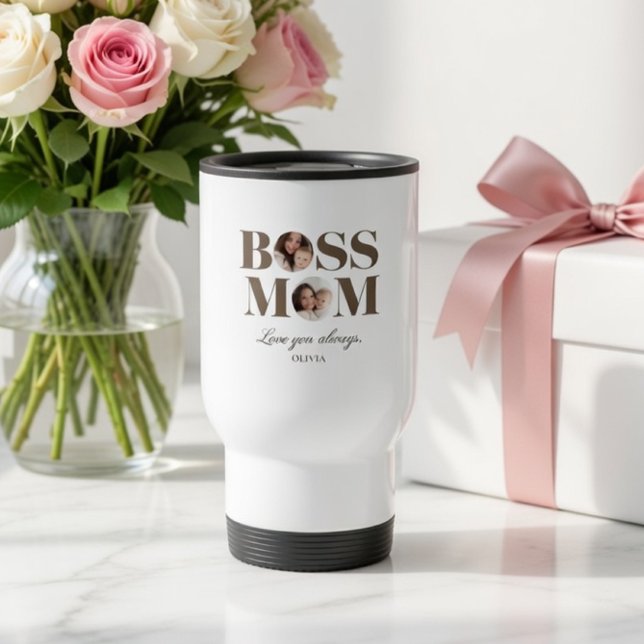 Mug De Voyage Personalized Boss Mom Photo – Custom MoM Gift (Créateur téléchargé)