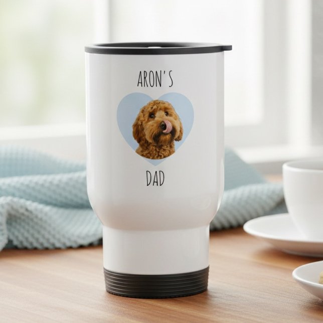Mug De Voyage Personalized Dog Dad Travel | Custom Pet Photo (Créateur téléchargé)