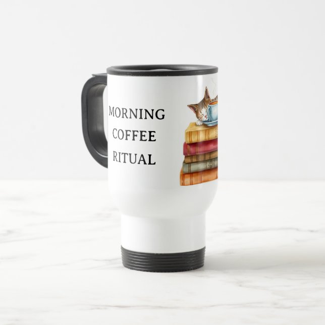 Mug De Voyage Personalized Morning Coffee Cat Ritual Cozy (Devant gauche)