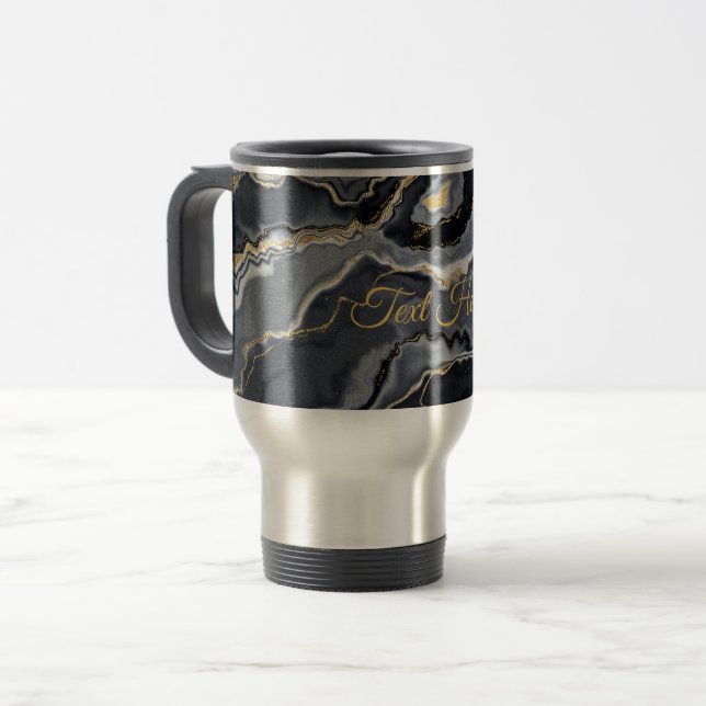 Mug de voyage personnalisé à marbrure élégante (Devant gauche)