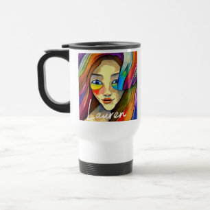 Mug De Voyage Personnalisé Colorful Abstrait Art Joli fille