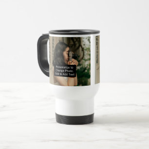 Mug De Voyage Personnalisé Deux Photos Artwork Slogan 15 oz Blan