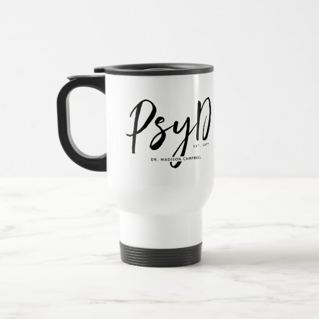 Mug De Voyage Personnalisé Elegant PsyD Docteur en Psychologie (Gauche)