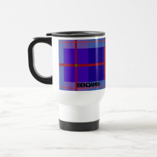 Mug De Voyage Personnalisé Géométrique Bleu/Rouge Style