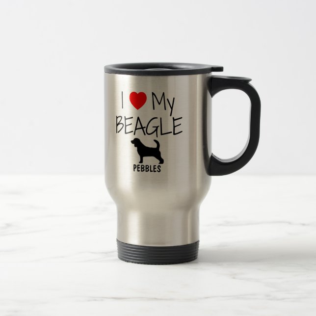 Mug De Voyage Personnalisé J'aime mon Beagle (Droit)