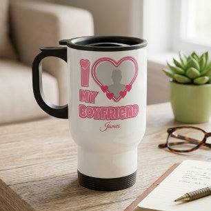 Mug De Voyage Personnalisé J'aime mon petit ami – Ajouter une ph