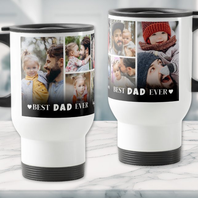 Mug De Voyage Personnalisé Meilleur Papa Ever 8 Photo Collage Pè (Personalized Best Dad Ever 8 Photo Collage Father Travel Mug)